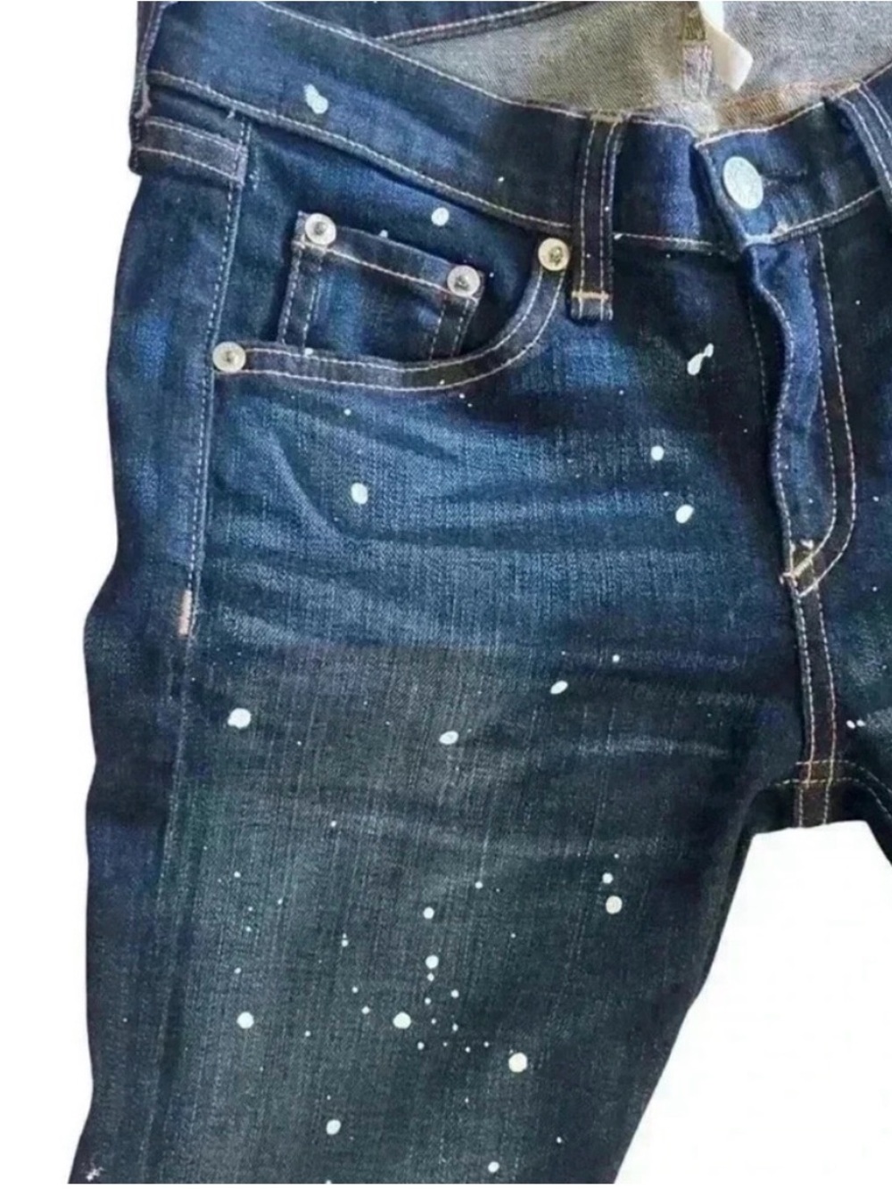 RAG & BONE Blue White Dark Rinse Andfield Splatter Paint Skinny Jeans - Picture 4 of 7